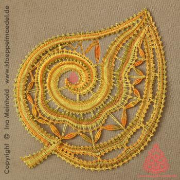 Preview: 482 Klöppelbrief Deckchen Blatt "Pagelia"